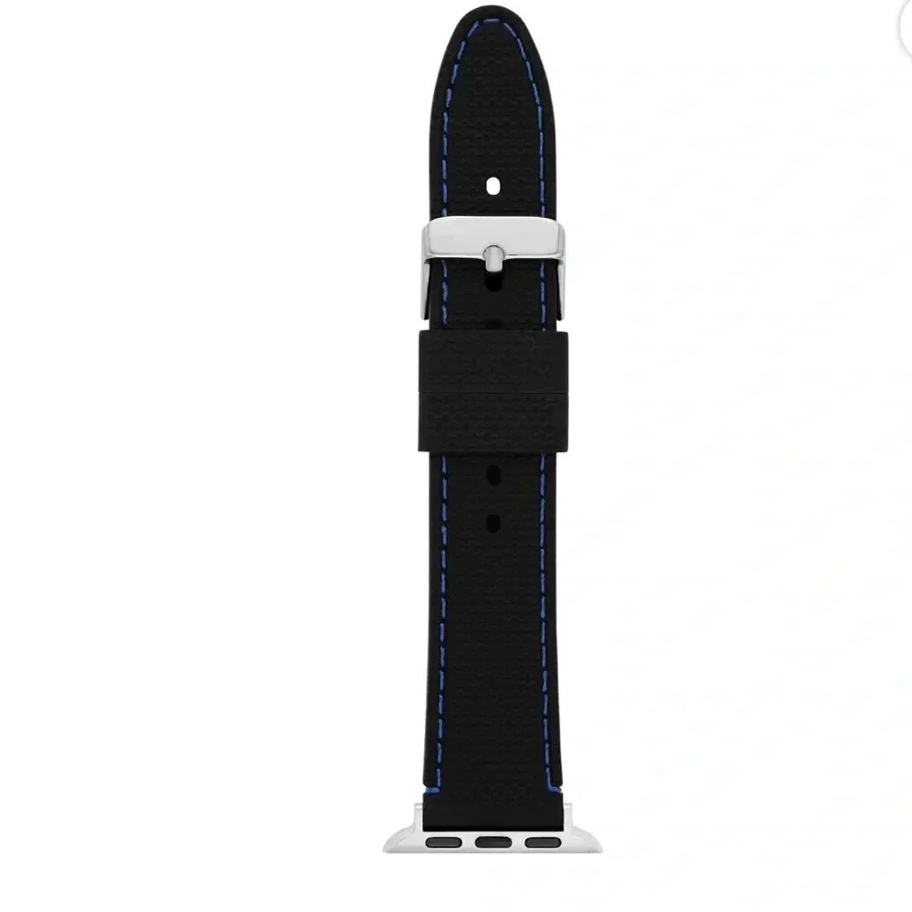 Interchangeable Black and Blue Textured Silicone Watch Band (FMDBA045) 38/40mm
